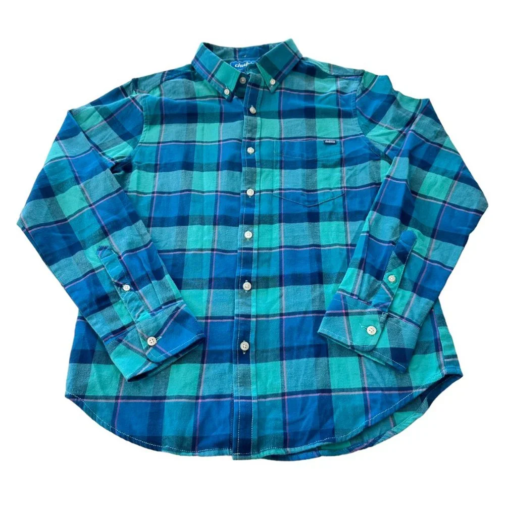 Men's Chubbies Stretch Channel Flannel Shirt Blue Soft Beachy Size Medium EUC - Picture 2 of 6